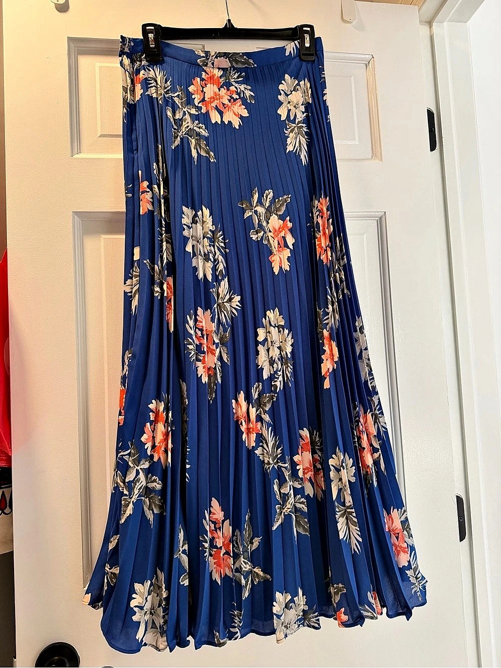 Banana Republic Floral Pleated Maxi Skirt in Blue